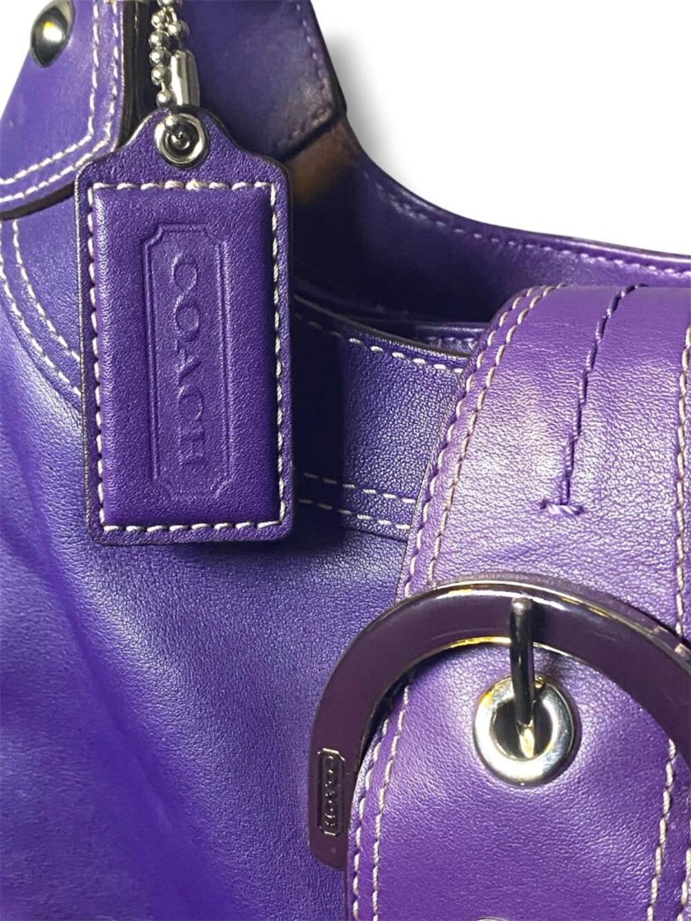 Coach Soho Purple Leather Shoulder Bag with Matching … - Gem